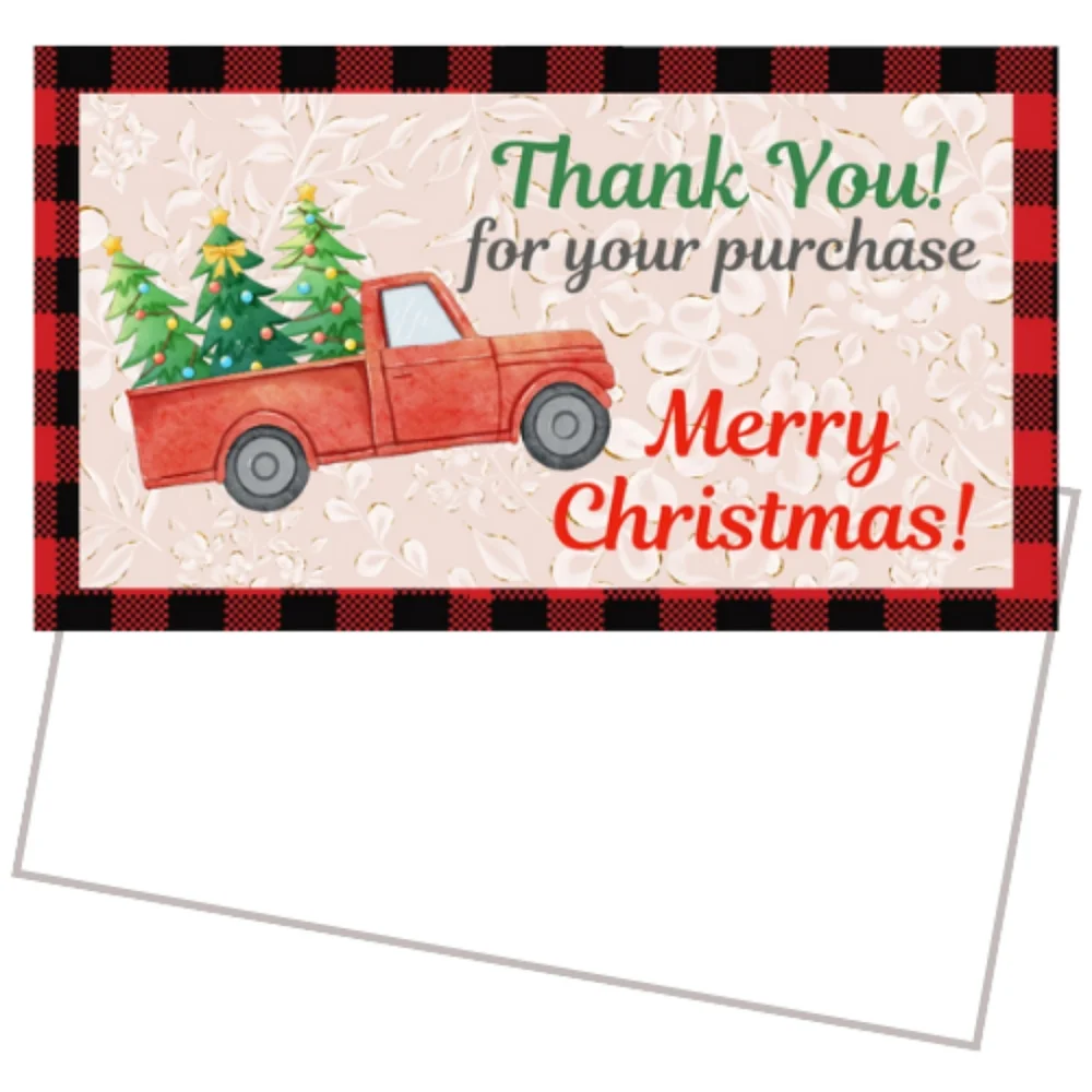 36 Thank you Christmas cards plaid
